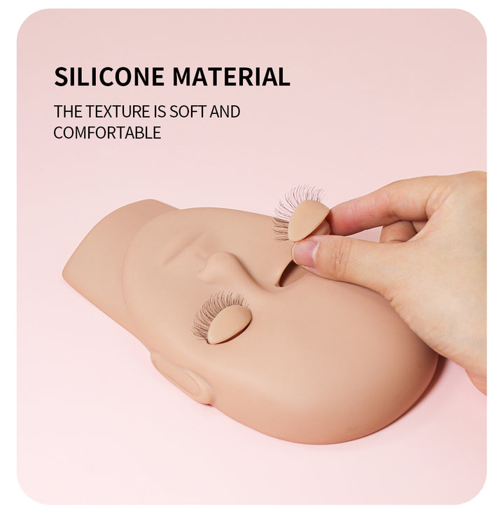 JEMEDO Full Head Lash Mannequin | Silicone Practice Head with Removable Eyes