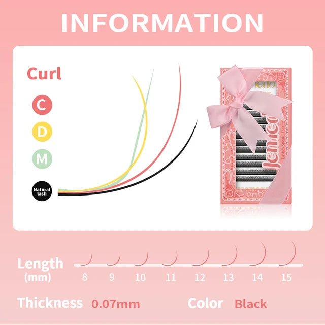 2/3/4/5D U-Shape Lashes | 0.07mm C/D/M Curl - jemedo.com