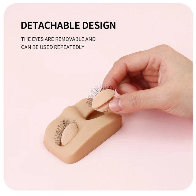 Cabeça de Treino JEMEDO Compact Lash | Manequim Portátil de Silicone com Olhos Removíveis