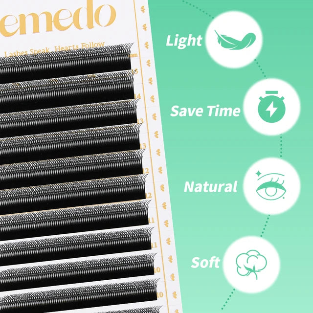 JEMEDO Double Tips 3D W Volume Fans | 0.07mm C/D/M Curl