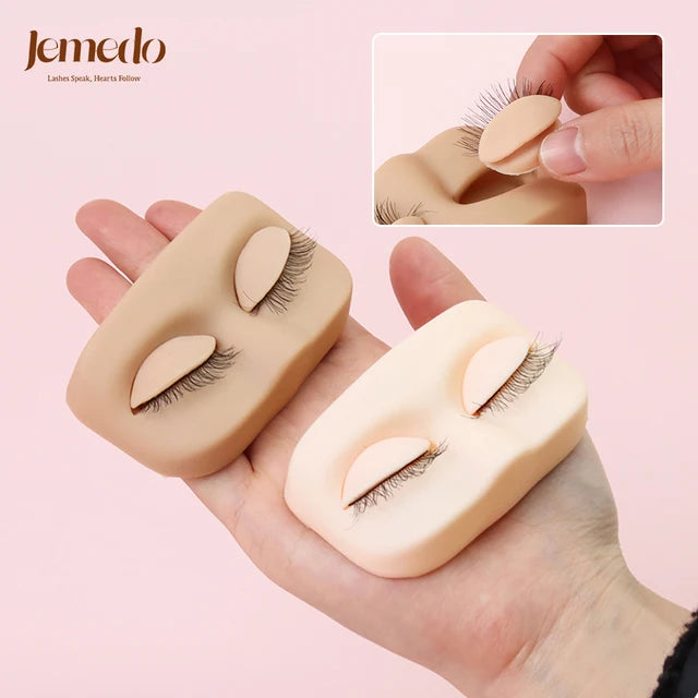 Cabeça de Treino JEMEDO Compact Lash | Manequim Portátil de Silicone com Olhos Removíveis