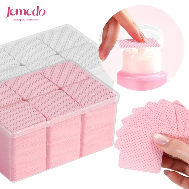 JEMEDO 1080pcs Lint-Free Cotton Wipes | Eyelash Glue Remover &amp; Applicator Cleaner - jemedo.com