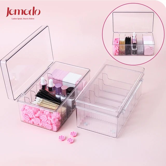 JEMEDO Acrylic 6-Grid Lash Tool Storage Box | Dustproof Eyelash Extension Organizer - jemedo.com