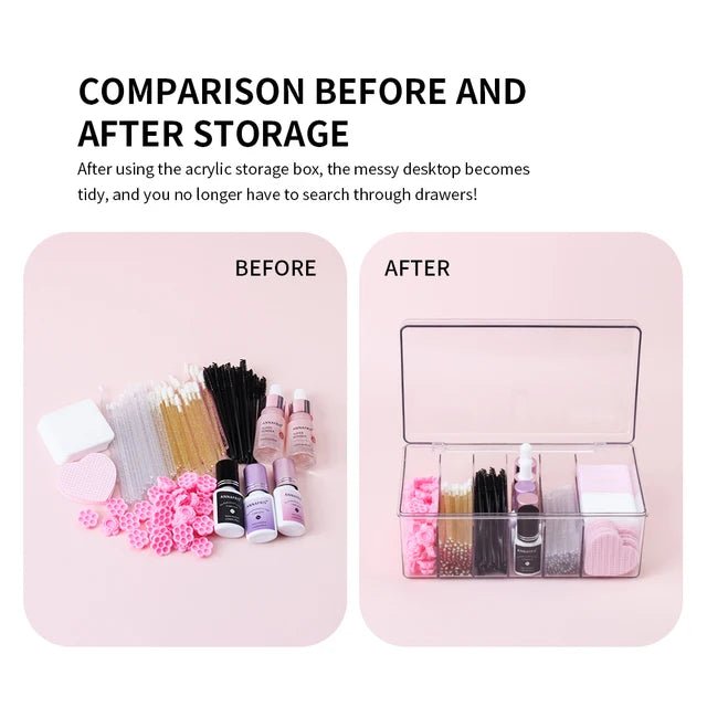 JEMEDO Acrylic 6-Grid Lash Tool Storage Box | Dustproof Eyelash Extension Organizer - jemedo.com