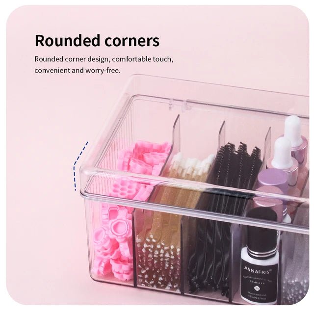 JEMEDO Acrylic 6-Grid Lash Tool Storage Box | Dustproof Eyelash Extension Organizer - jemedo.com