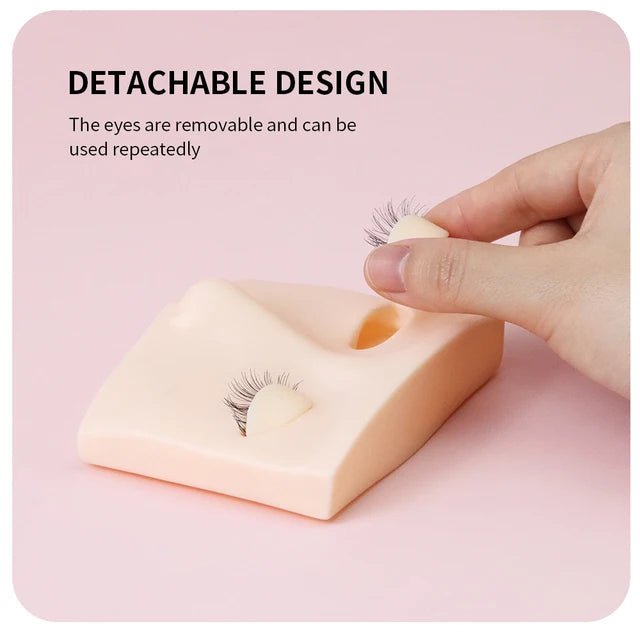 JEMEDO Compact Lash Practice Head | Portable Silicone Mannequin with Removable Eyes - jemedo.com