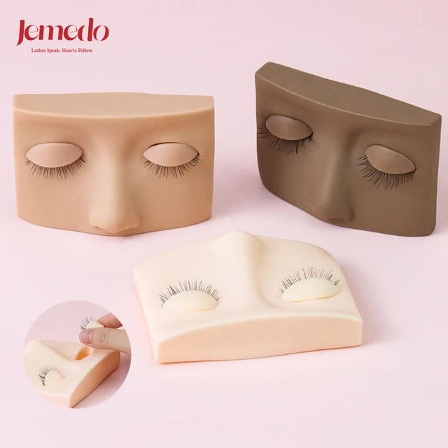 JEMEDO Compact Lash Practice Head | Portable Silicone Mannequin with Removable Eyes - jemedo.com