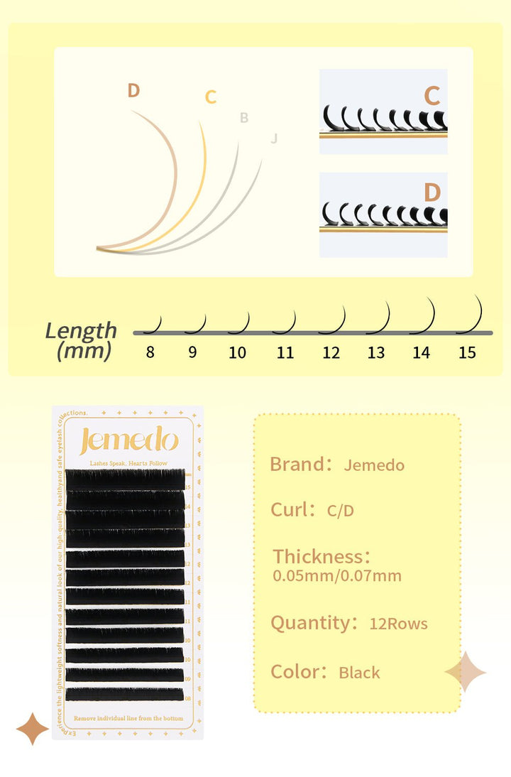 JEMEDO Easy Fan Lashes Pre-fanned | C/D Curl - jemedo.com