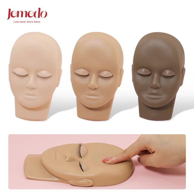 JEMEDO Full Head Lash Mannequin | Silicone Practice Head with Removable Eyes - jemedo.com