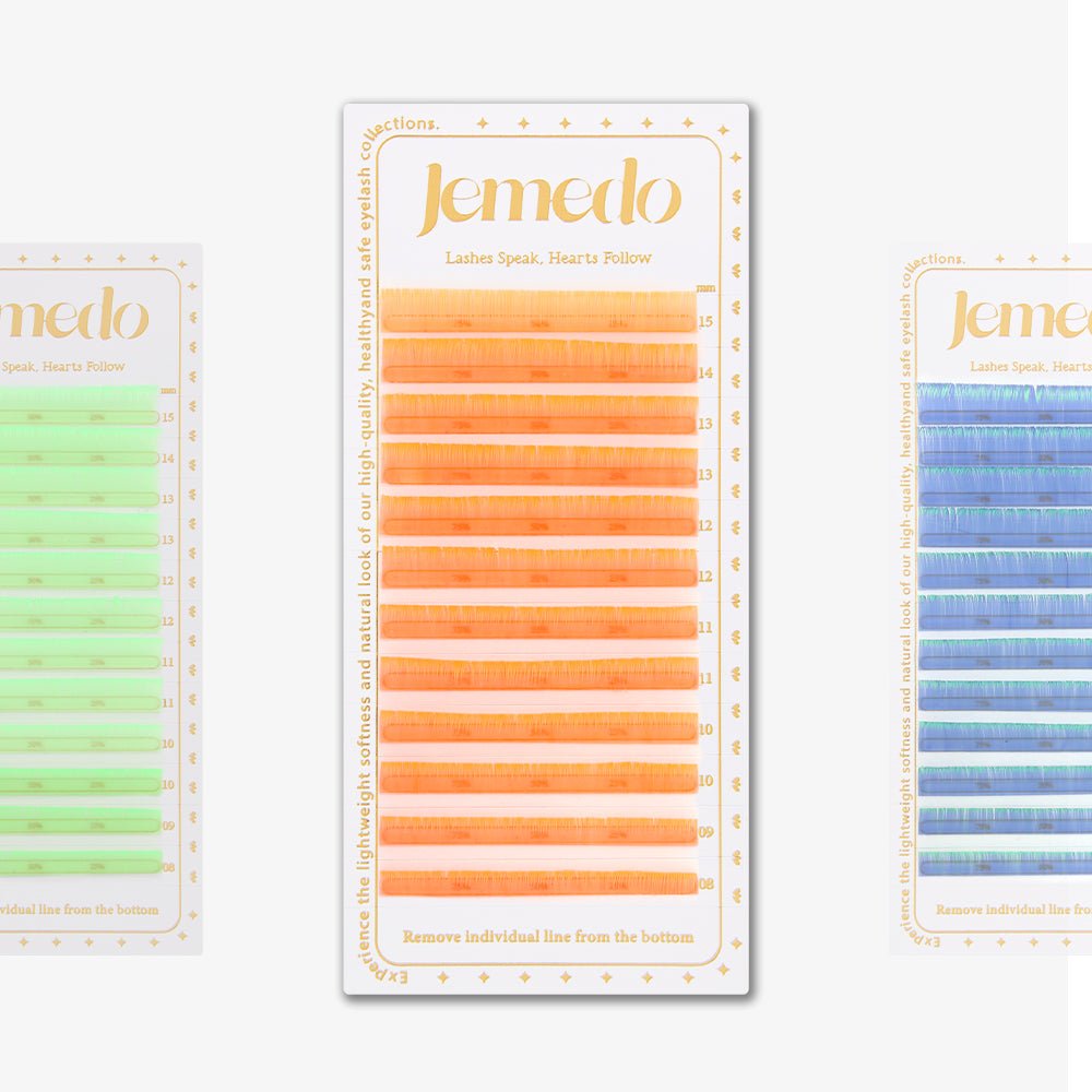 JEMEDO Neon UV Colored Individual Lashes | 0.07mm, C/D Curl - jemedo.com