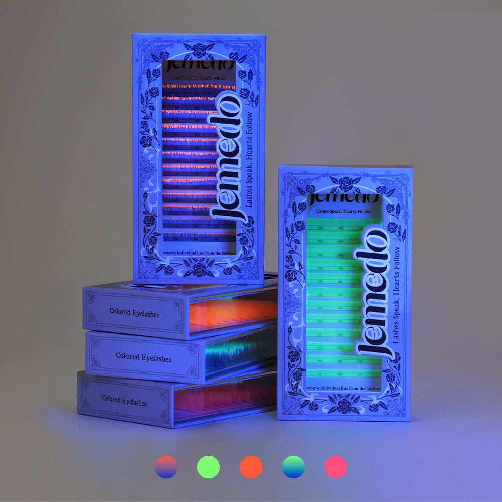 JEMEDO Neon UV Colored Individual Lashes | 0.07mm, C/D Curl - jemedo.com