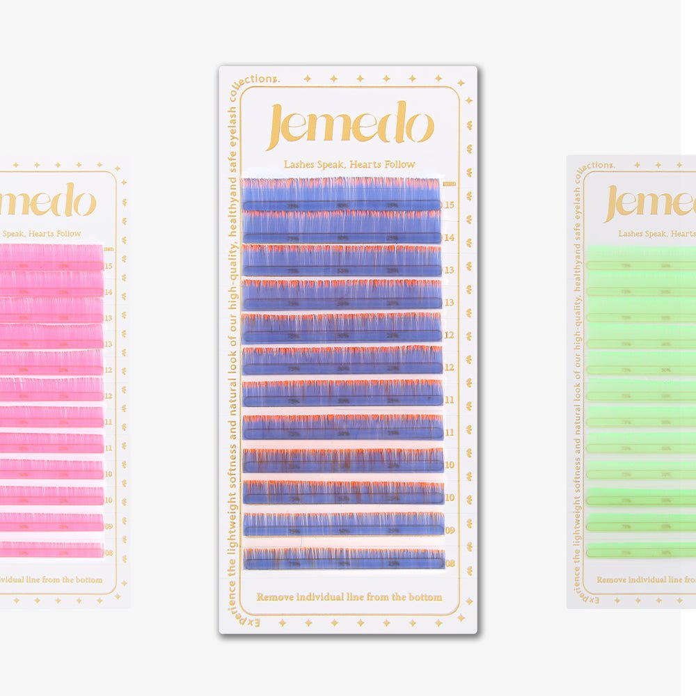 JEMEDO Neon UV Colored Individual Lashes | 0.07mm, C/D Curl - jemedo.com