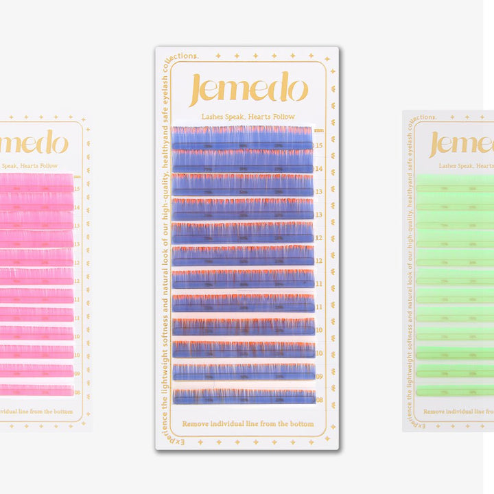 JEMEDO Neon UV Colored Individual Lashes | 0.07mm, C/D Curl - jemedo.com