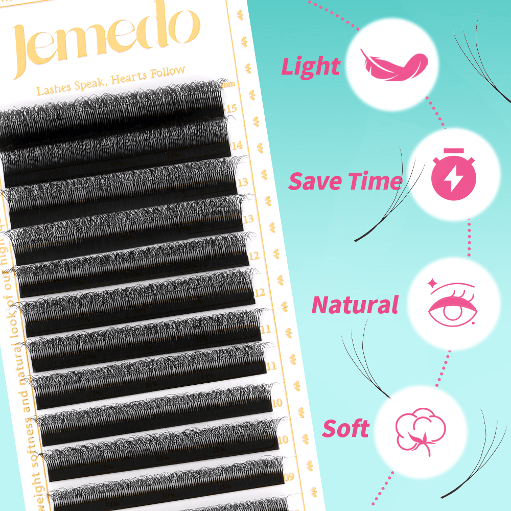 Narrow 3/4/5D W-Shaped Lashes | 0.07mm C/D/M Curl - jemedo.com