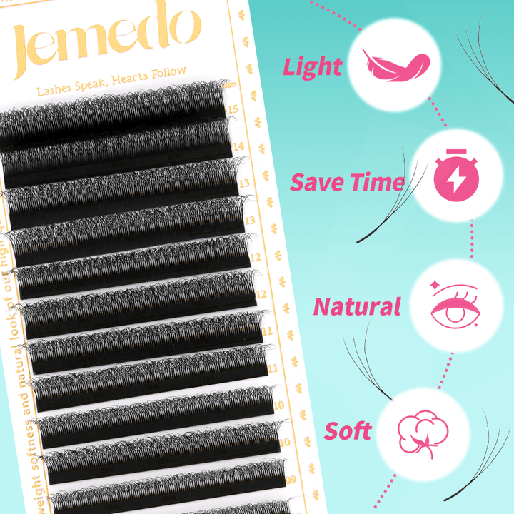 Narrow 3/4/5D W-Shaped Lashes | 0.07mm C/D/M Curl - jemedo.com