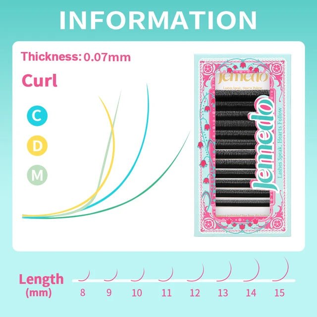 Narrow 3/4/5D W-Shaped Lashes | 0.07mm C/D/M Curl - jemedo.com